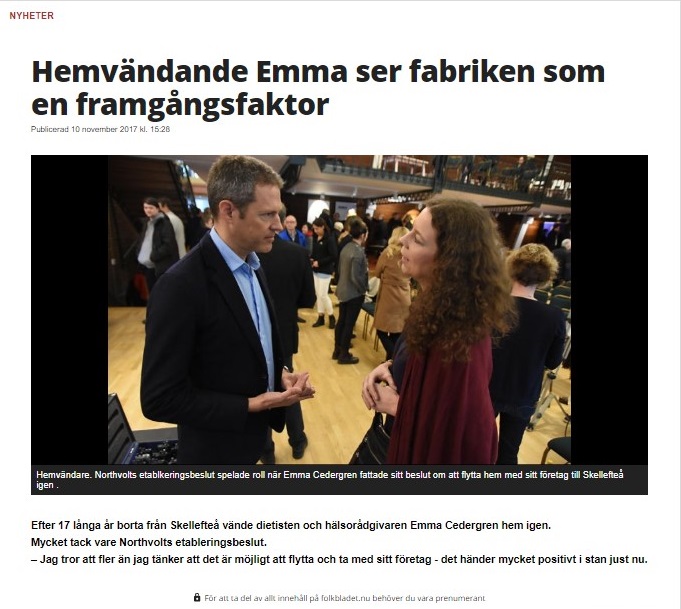 Folkbladet: Hemvändande Emma ser fabriken som en framgångsfaktor